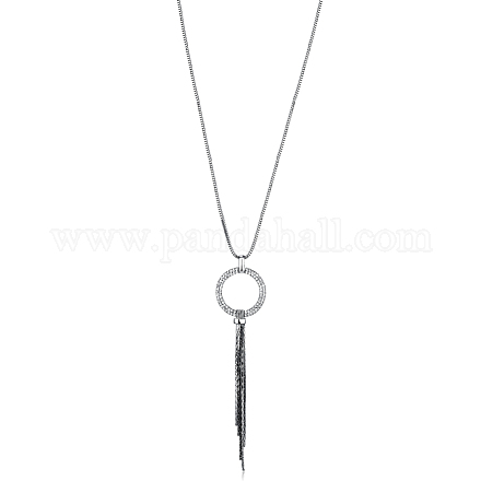 New Elegant Zinc Alloy Rhinestone Tassel Long Chain Necklaces NJEW-BB15047-1