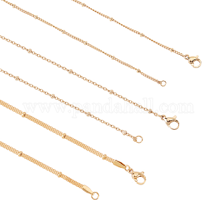 Unicraftale 6pcs 1.4/1.5/2 mm goldene Halskettenkette 17.7 Zoll (45 cm) Edelstahlkettenhalsketten mit Karabinerverschlüssen Kabelkette für DIY Halskettenschmuckherstellung MAK-UN0001-14G-1