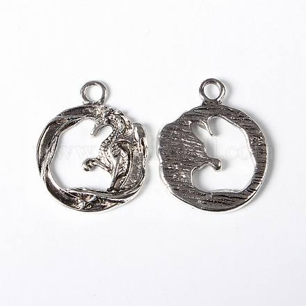 20PCS Antique Silver Dragon Tibetan Style Alloy Pendants X-TIBEP-GC076-AS-RS-1