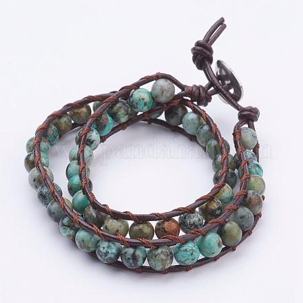 Deux boucles bracelets enveloppants turquoise (jaspe) africain naturel BJEW-JB03285-02-1