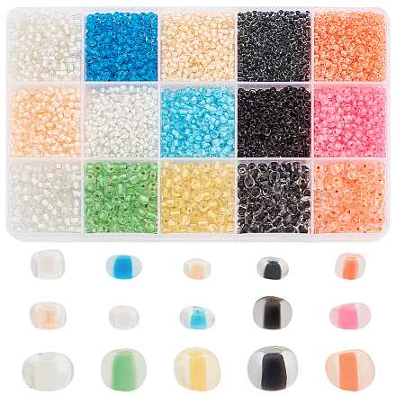 PH PandaHall 195g 15 Styles Clear Glass Seed Beads SEED-PH0001-79-1