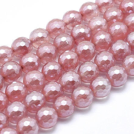 Perles de verre de quartz de cerise galvanisées X-G-O164-04-10mm-1