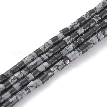 天然石スノーフレークオブシディアンビーズ連売り  コラム  2x2mm  穴：0.8mm  約154~160個/連  15.16~15.75インチ（38.5~40cm） G-H255-12-1