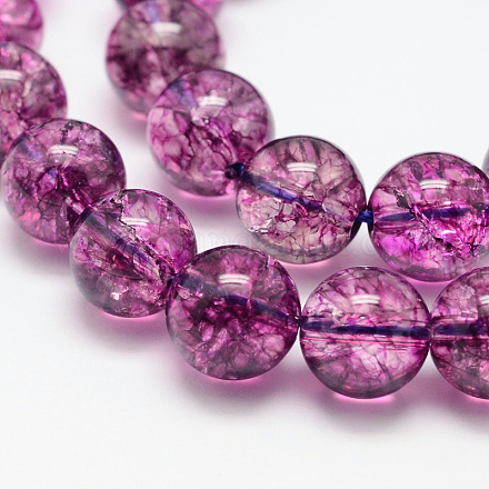 Chapelets de perles de quartz craquelées naturelles rondes et teintées G-K084-10mm-01A-1