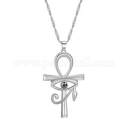 Ankh-Kreuz mit Auge des Horus-Strass-Anhänger-Halskette RELI-PW0001-021P-1