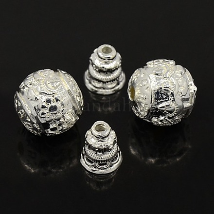 3-Hole Vacuum Plating Buddhist Brass Finding Beads KK-N0016-19mm-S-1