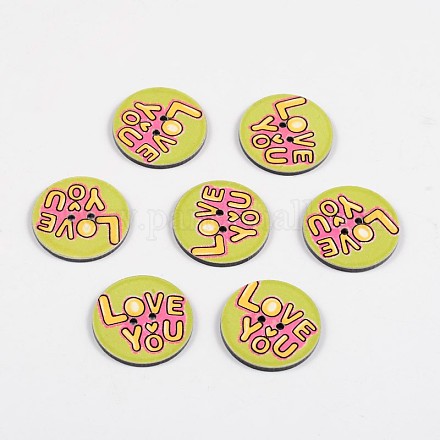 2-trou rond plat avec vous des boutons acryliques de motif amour BUTT-F055-05F-1