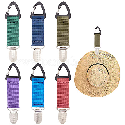 GOMAKERER 6Pcs 6 Colors Nylon Strap Band Hat Clips FIND-GO0001-13-1