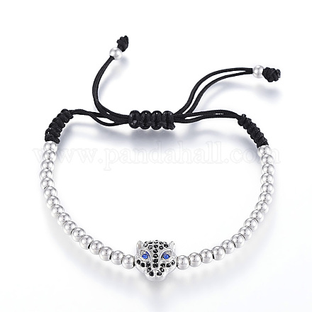 Bracelets réglables de perles tressées avec cordon en nylon BJEW-P151-08-1