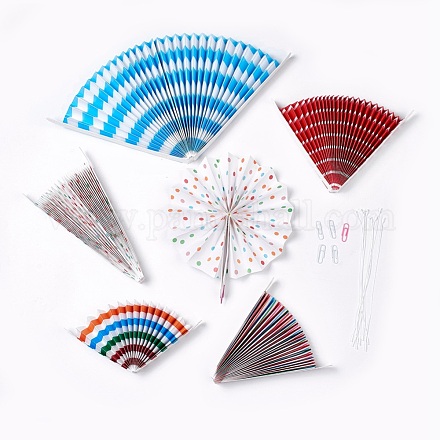 Fan de roue de papier de soie coloré artisanat DIY-WH0097-04A-1