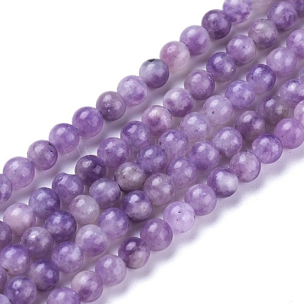 Fili di perle di pietra mica naturale di lepidolite / viola G-K410-06-8mm-1
