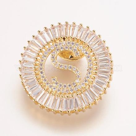 Brass Micro Pave Cubic Zirconia Brooches JEWB-P005-S-G-1