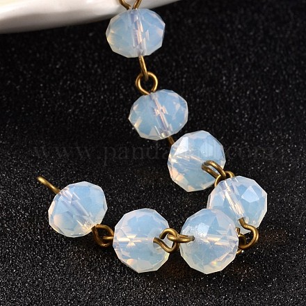 Chaînes de perles rondelles en verre imitation jade pour colliers fabrication de bracelets AJEW-JB00164-01-1