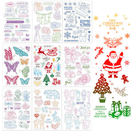 Globleland 9 fogli 9 francobolli in plastica pvc stile festival e animali e parole DIY-GL0002-68-1