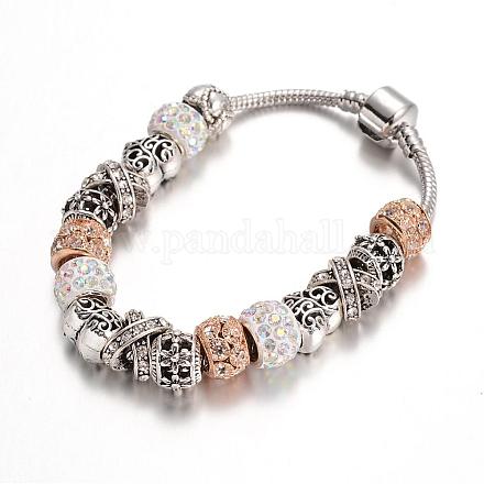 Bracelets en alliage avec perles européennes avec strass BJEW-L602-27A-1
