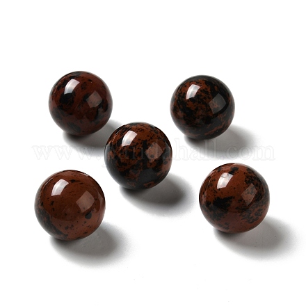 Perles d'obsidienne naturelles en acajou G-A206-02-12-1