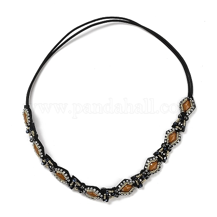 Bandeau de cheveux en caoutchouc élastique avec strass en verre et perles en plastique rétro pour femmes et filles OHAR-B005-01C-1