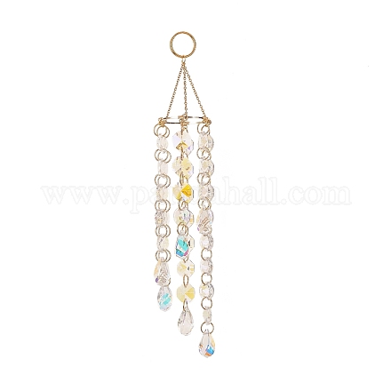 Décoration de pendentif en perles de verre octogone électrolytique HJEW-JM00836-01-1