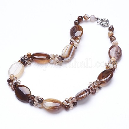 Colliers de perles en agate naturelle NJEW-G925-01-1