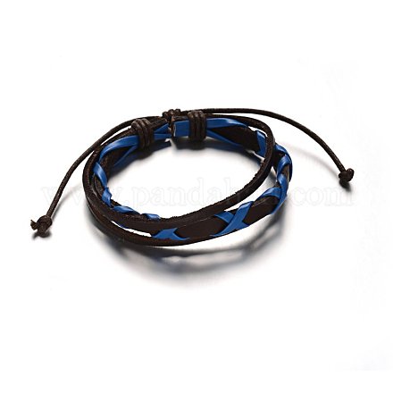 Adjustable Leather Cord Multi-Strand Bracelets BJEW-M169-07B-1
