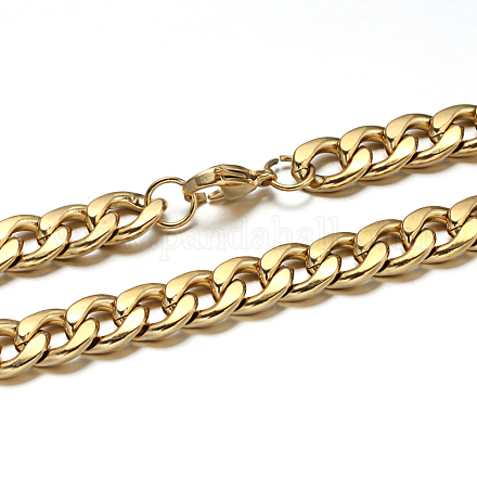 304 Edelstahl-Cuban Link Kette Halsketten und Armbänder Schmuck-Sets SJEW-O065-A-04G-1