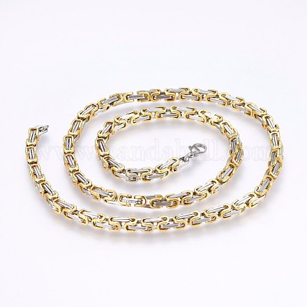 201 Stainless Steel Byzantine Chain Necklaces NJEW-F222-13GP-1