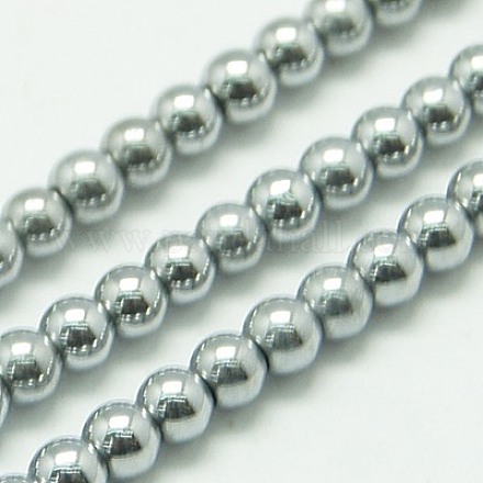 Chapelets de perles en hématite synthétique sans magnétiques G-K015-4mm-02-1