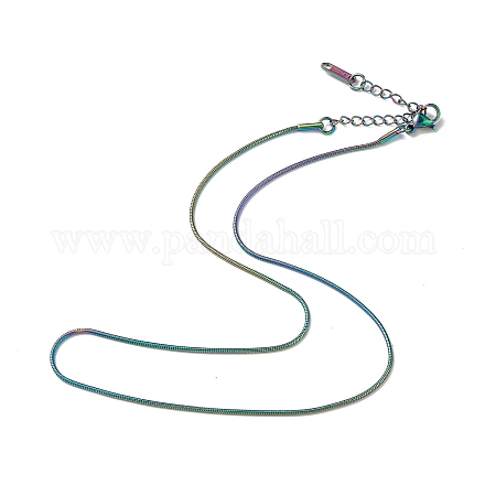 Chapado en iones (ip) 304 collar de cadena de serpiente redonda de acero inoxidable para hombres y mujeres NJEW-K245-016D-1