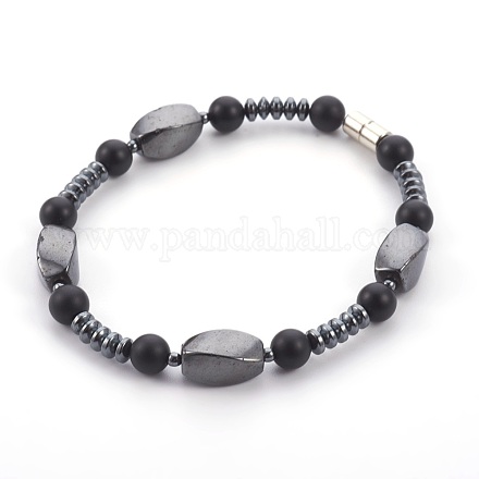 Natural Black Agate Bracelets BJEW-JB04040-02-1
