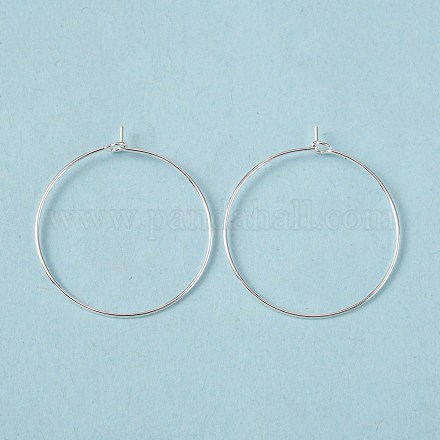 Cerchi per orecchini in ottone placcato color argento X-EC067-3S-1