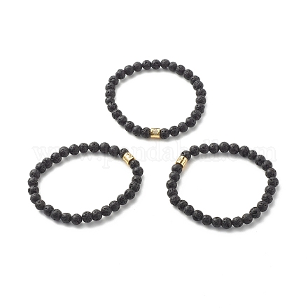 Natural Lava Rock Round Beads Essential Oil Anxiety Aromatherapy Stretch Bracelets BJEW-JB07042-1