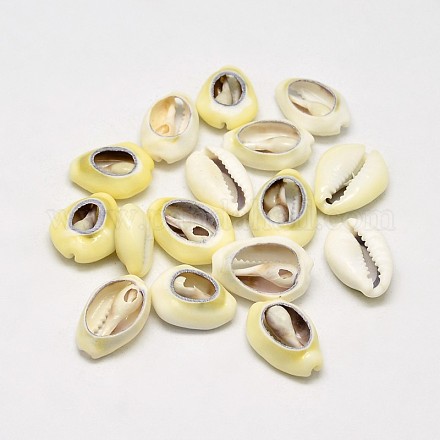 Natürliche gelbe Schale ovale Perlen X-BSHE-O007-64-1