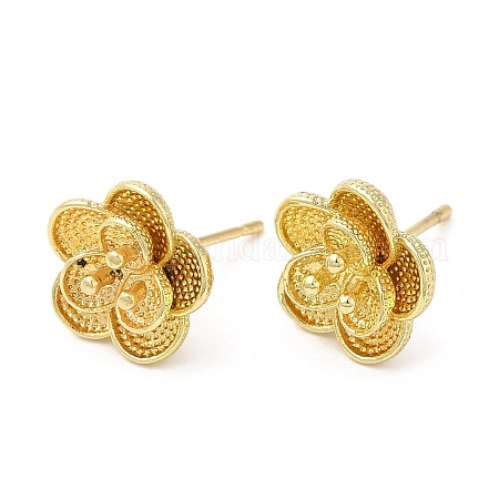 PandaWhole Zinc Alloy Flower Dangle Stud Earrings, with 304 Stainless Steel Earring Findings and Ear Nuts, Golden Alloy FlowerSize: Size