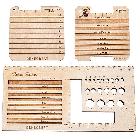 Wholesale BENECREAT 3 Styles Acrylic Knitting Gauge Rulers