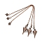 Brass Cable Chain Pointed Dowsing Pendulums, with Alloy Lobster Claw Clasps, Cadmium Free & Lead Free, Teardrop, Red Copper, 220~235mm, Hole: 2mm