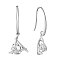 Brass Dangle Earrings, with Grade AAA Cubic Zirconia, Triangle, Clear, Platinum, 31.5mm