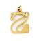 304 Stainless Steel Pendants, with Cubic Zirconia, Letter Charms with Jump Rings, Real 18K Gold Plated, Letter Z, 21x15x2mm, Hole: 3mm