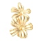 Brass Fold Over Clasps, Flower, Real 18K Gold Plated, 34mm