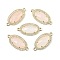 Natural Rose Quartz Faceted Oval Links, Rack Plating Brass Micro Pave Clear Cubic Zirconia Connector Charms, Golden, 24.5x12x4.5mm, Hole: 1.5mm