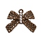 Alloy Pendants, Bowknot, with ABS Imitation Pearl , Coconut Brown, 18.5x24x3.5mm, Hole: 1.6mm