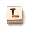 Ion Plating(IP) 304 Stainless Steel Square Slide Charms, Rose Gold, Letter L, 9x8x4mm, Hole: 3.5x8.5mm