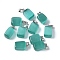 Cat Eye Pendants, with 201 Stainless Steel Findings, Rectangle, Stainless Steel Color, Light Sea Green, 20x12x9mm, Hole: 7x4mm