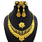 Alloy Pendant Necklaces & Stud Dangle Earrings & Rings & Link Bracelets Sets, Golden, Flower, 430mm
