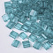 2-Hole Baking Paint Transparent Glass Seed Beads, Rectangle, Dark Turquoise, 5x4.5~5.5x2~2.5mm, Hole: 0.5~0.8mm