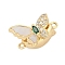 Brass Box Clasps, with Glass and Shell, Butterfly, Real 18K Gold Plated, 11x17x10mm, Hole: 1.4mm