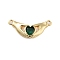 Rack Plating Brass Micro Pave Cubic Zirconia Pendants, Cadmium Free & Lead Free, Long-Lasting Plated, Heart, Green, 12x28x4mm, Hole: 1.6mm