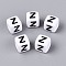 Opaque Acrylic Beads, Cube with Number, with Enamel, Black, Letter Z, 7.5~8x7.5~8x8~8.5mm, Hole: 3.6~4mm, about 1200pcs/500g