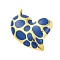 304 Stainless Steel Pendants, with Enamel, Heart Charm, Golden, Dark Blue, 25x24x4mm, Hole: 2mm