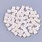 2-Hole Opaque Glass Seed Beads, Lustered, Square, Antique White, 5x4.5~5.5x2~2.5mm, Hole: 0.5~0.8mm