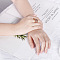 Roman Numerals 304 Stainless Steel & Crystal Rhinestone & Natural Shell Finger Rings, Rose Gold, US Size 7(17.3mm)